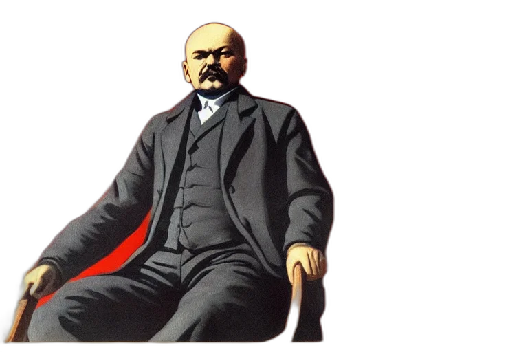 furniture, concept art, photorealistic, oil painting, vaporwave, lenin, red, star transparent PNG cut-out