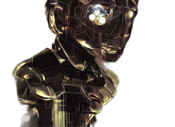 robot, 3d render, concept art, cyberpunk, photorealistic, golden, portrait, cyber transparent PNG cut-out