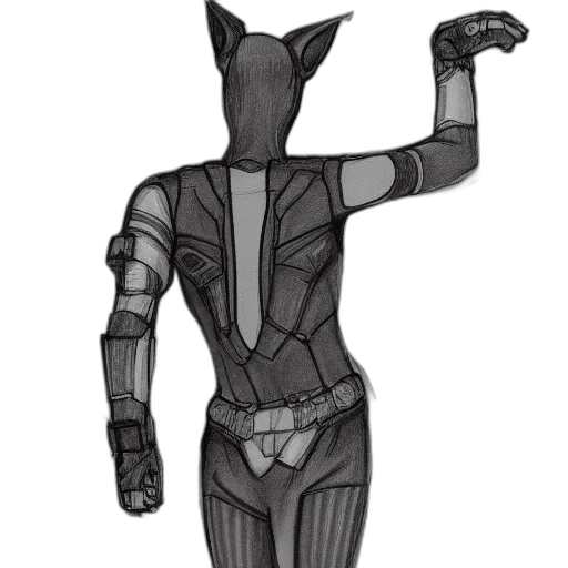 robot, mask, staff, concept art, comic book art, cyberpunk, 3d render, monochrome transparent PNG cut-out