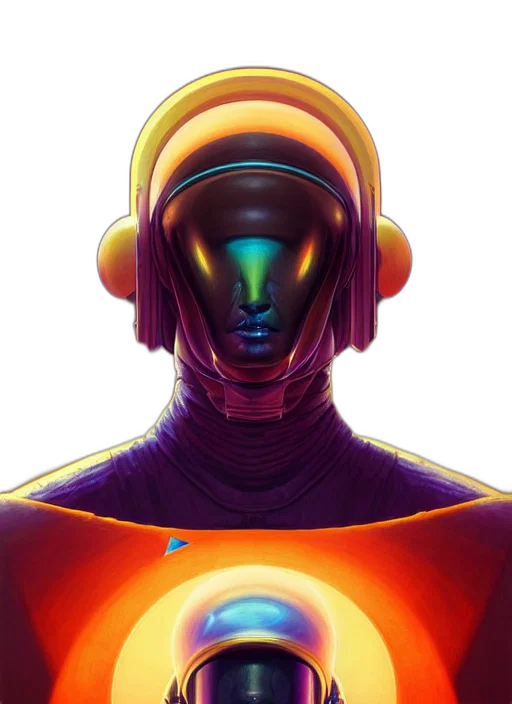 robot, face, mask, staff, concept art, cyberpunk, vaporwave, pixel art transparent PNG cut-out