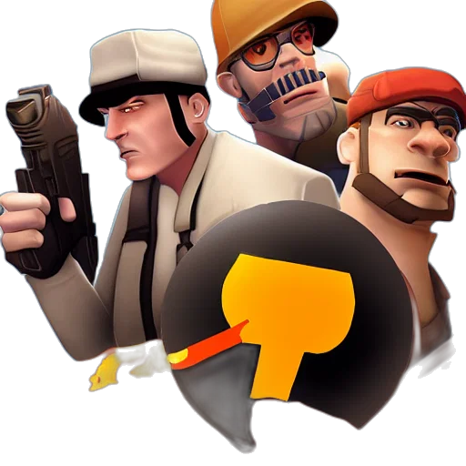 weapon, hat, concept art, pixel art, 3d render, cartoon, team, fortress transparent PNG cut-out