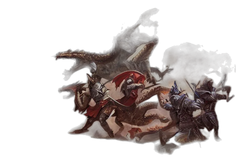 dragon, weapon, sword, concept art, fantasy art, fire, fog, earth tones transparent PNG cut-out