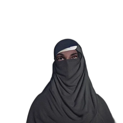 mask, dress, face, hat, 3d render, photorealistic, concept art, dark transparent PNG cut-out