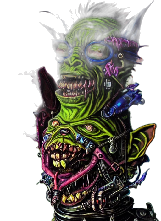 mask, face, creature, staff, concept art, comic book art, fantasy art, cyberpunk transparent PNG cut-out