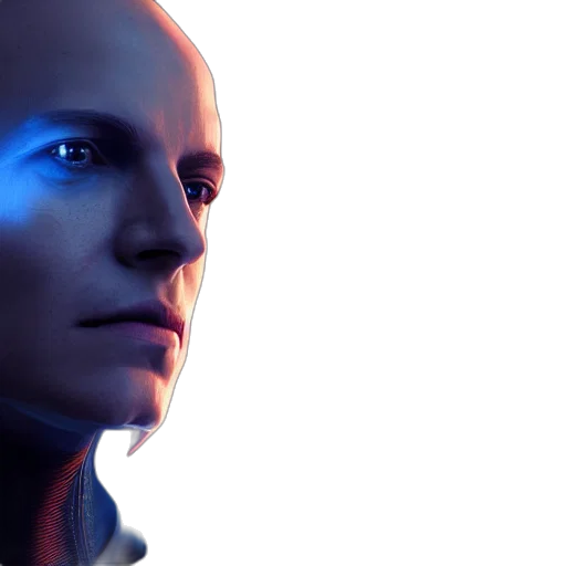 robot, face, 3d render, cyberpunk transparent PNG cut-out