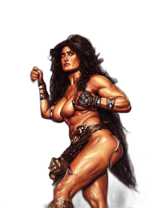 fantasy art, comic book art, concept art, photorealistic, portrait, very, muscled, salma transparent PNG cut-out