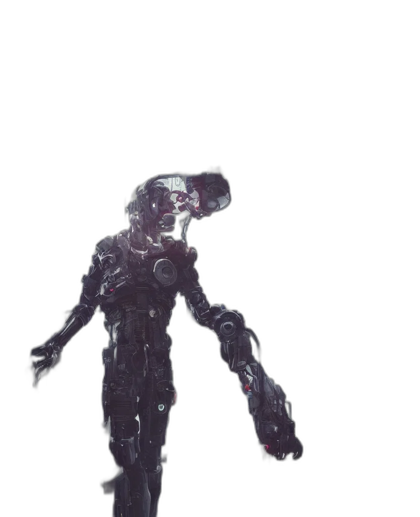 robot, creature, mask, staff transparent PNG cut-out