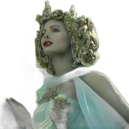 crown, dress, jewelry, photorealistic, fantasy art, 3d render, concept art, underwater transparent PNG cut-out