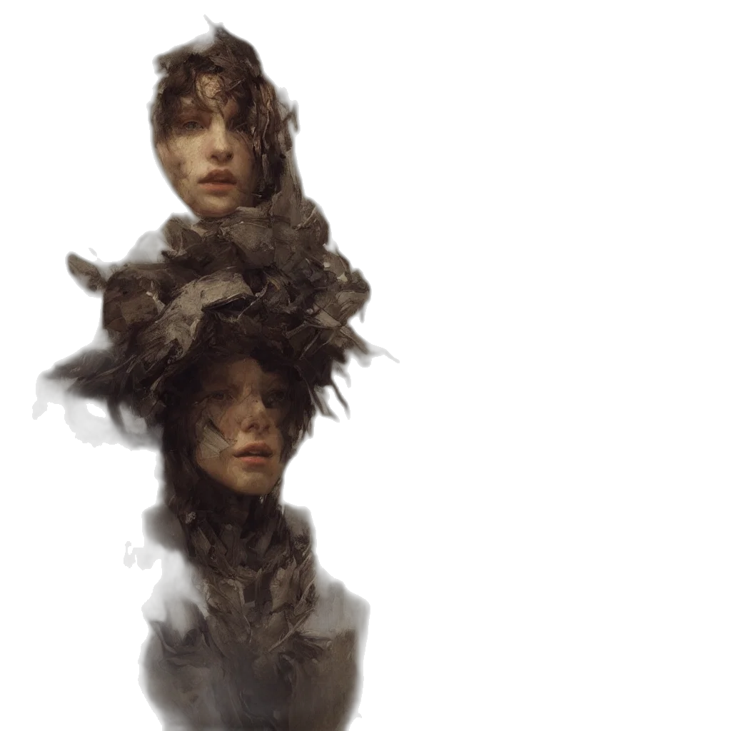 face, mask, creature, crown, concept art, fantasy art, photorealistic, 3d render transparent PNG cut-out