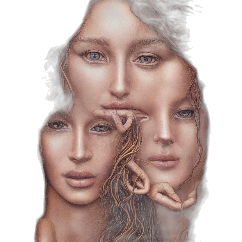 face, mask, hair, jewelry transparent PNG cut-out