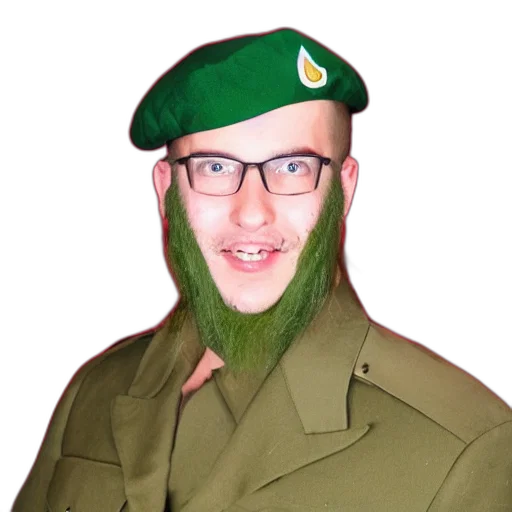 face, hat, mask, creature, photorealistic, concept art, green, professional transparent PNG cut-out
