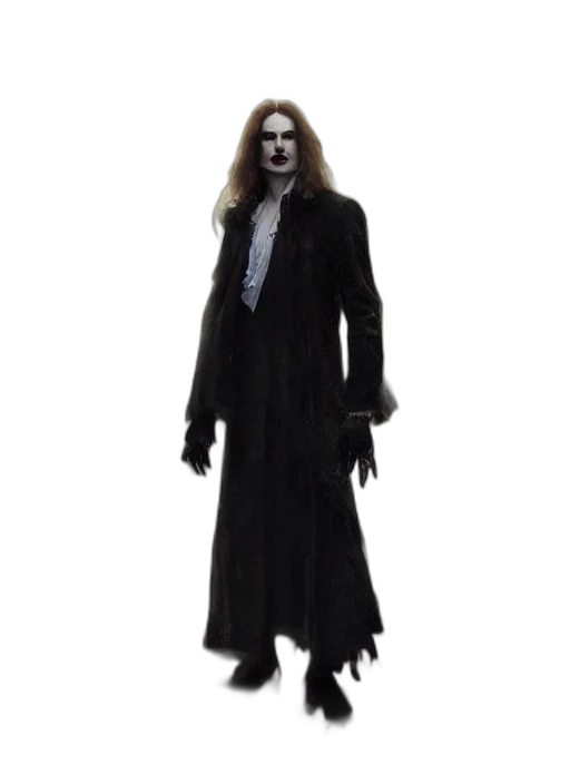 jacket, creature, staff, mask, concept art, dark, portrait, painting transparent PNG cut-out