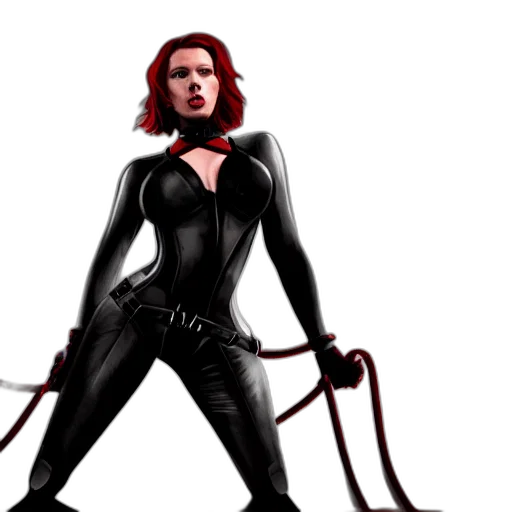 comic book art, concept art, fantasy art, 3d render, scarlett, johansson, black, widow transparent PNG cut-out