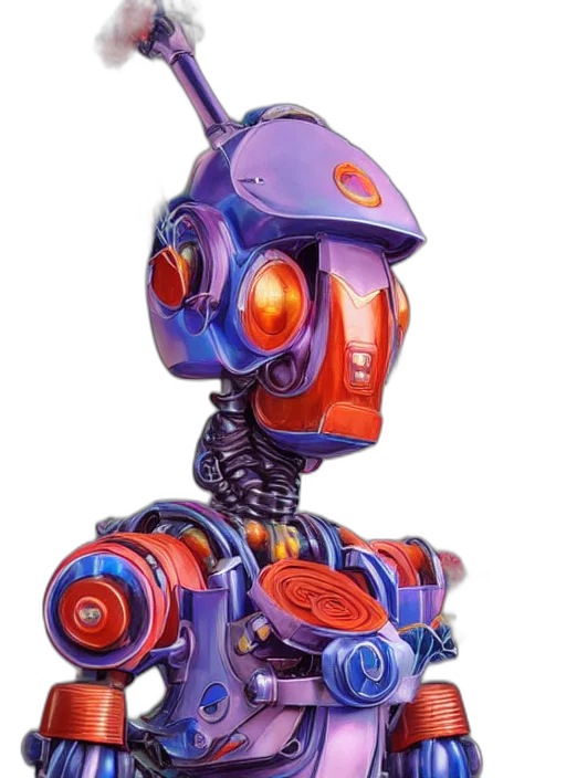 robot, concept art, 3d render, cyberpunk, vaporwave, colourful, caricature, vfx transparent PNG cut-out