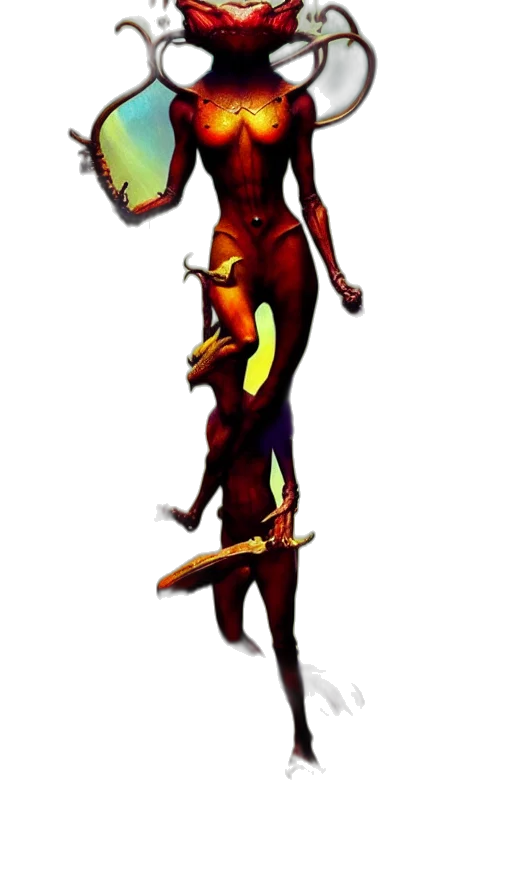 staff, mask, weapon, creature, concept art, comic book art, fantasy art, 3d render transparent PNG cut-out