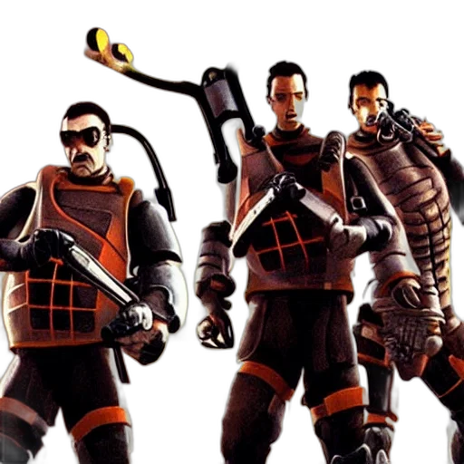 staff, concept art, 3d render, outer space, half-life, film, 1998 transparent PNG cut-out