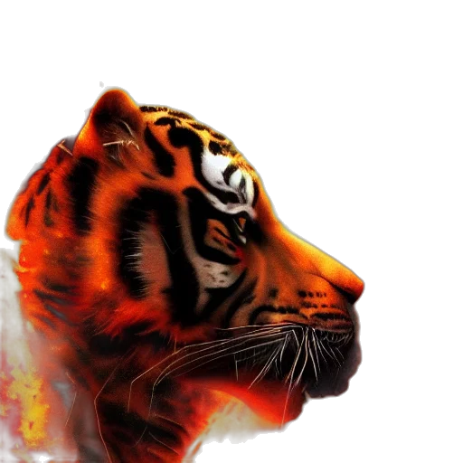animal, photorealistic, fantasy art, concept art, watercolor, fire, red, two transparent PNG cut-out