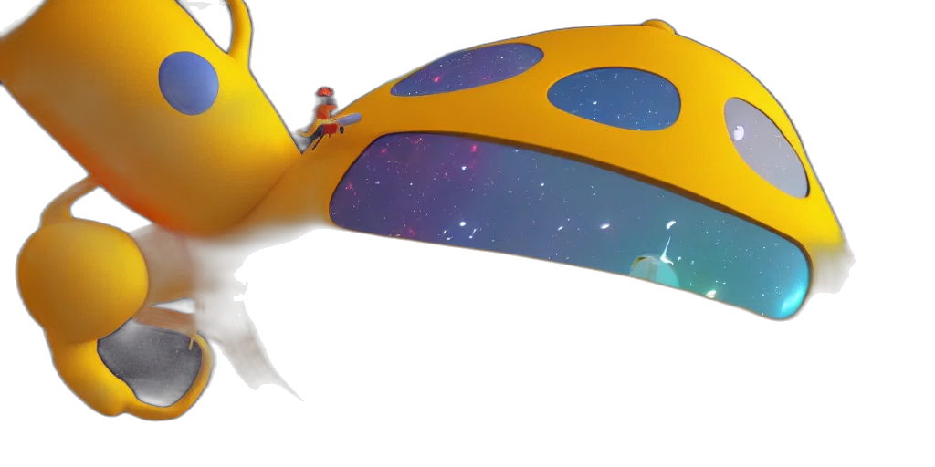 weapon, sword, crown, umbrella, 3d render, concept art, outer space, yellow transparent PNG cut-out