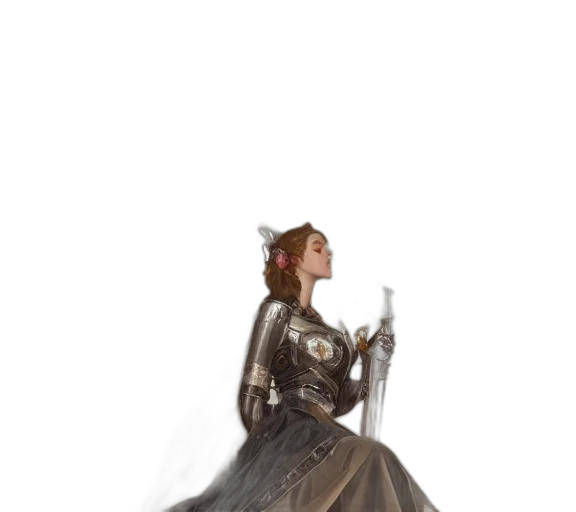 sword, dress, crown, staff, concept art, 3d render, fantasy art, photorealistic transparent PNG cut-out