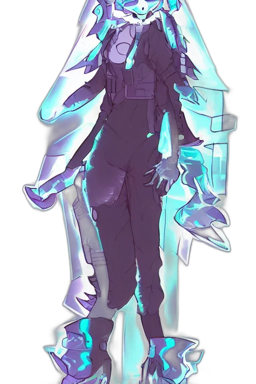 staff, robot, creature, jacket, concept art, cyberpunk, vaporwave, pixel art transparent PNG cut-out