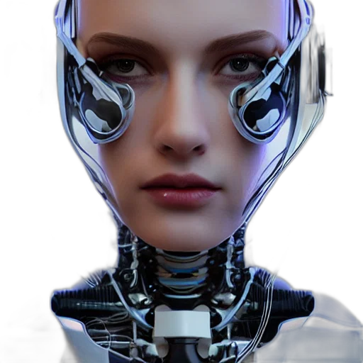 robot, face, cyberpunk, 3d render transparent PNG cut-out