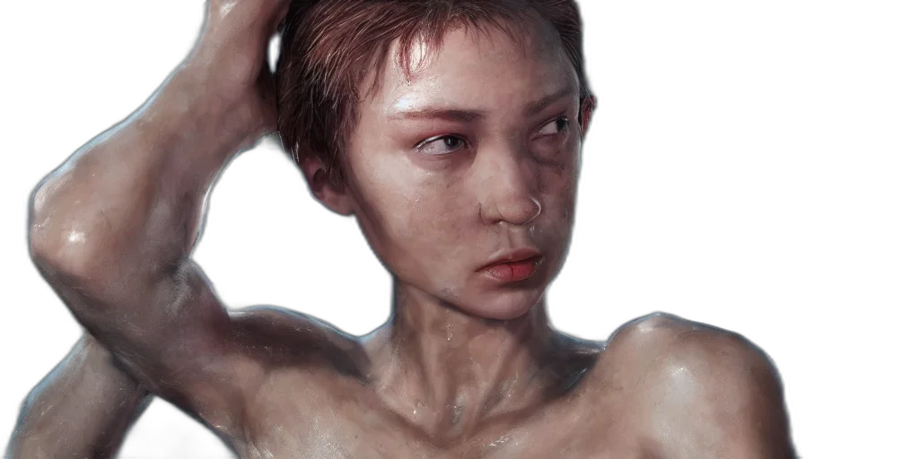 face, creature, hair, mask, photorealistic, oil painting, 3d render, concept art transparent PNG cut-out