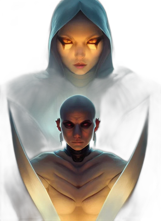 face, mask, concept art, fantasy art, comic book art, cyberpunk, neon lights, fire transparent PNG cut-out