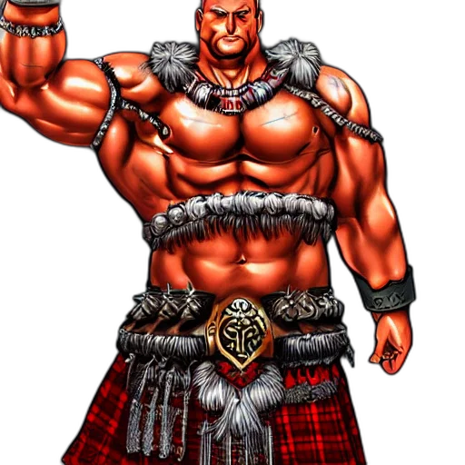 concept art, comic book art, fantasy art, pixel art, bulky, muscular, scottish, warrior transparent PNG cut-out