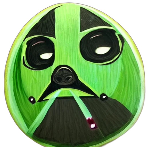 mask, face, staff, concept art, comic book art, cartoon, 3d render, green transparent PNG cut-out