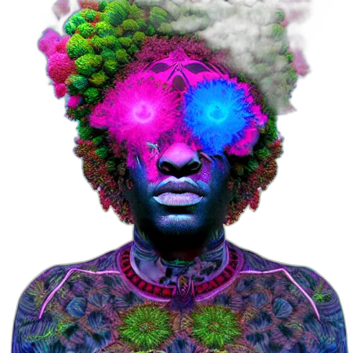 face, mask, crown, hair, pixel art, concept art, vaporwave, fantasy art transparent PNG cut-out