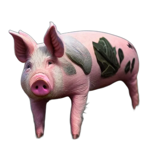 animal, creature, food, face, 3d render, photorealistic, concept art, pig transparent PNG cut-out