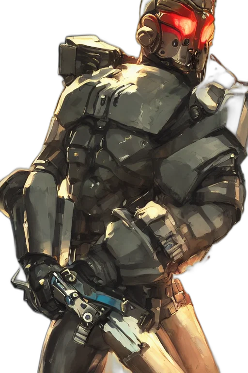 robot, weapon, jacket, staff transparent PNG cut-out