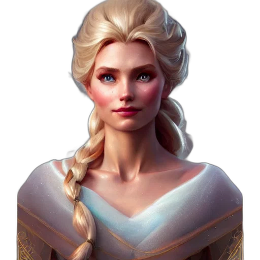 face, crown, dress, staff, fantasy art, concept art, pixel art, photorealistic transparent PNG cut-out