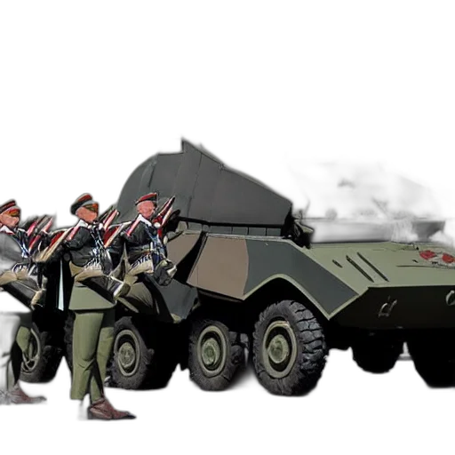 weapon, car, concept art, 3d render, photorealistic, cartoon, russian, soldiers transparent PNG cut-out