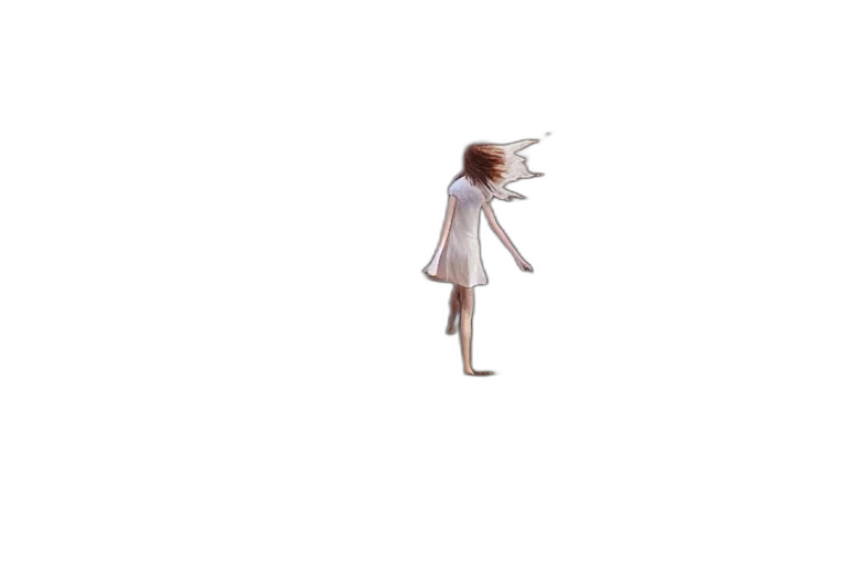 dress, hair, creature, staff transparent PNG cut-out