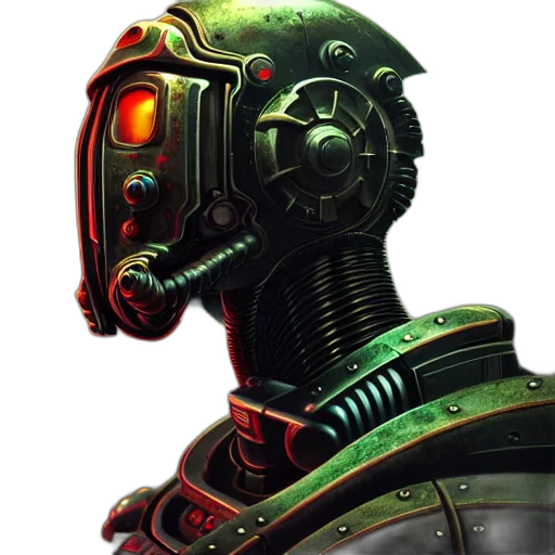 robot, mask, face, concept art, cyberpunk, 3d render, comic book art, green transparent PNG cut-out
