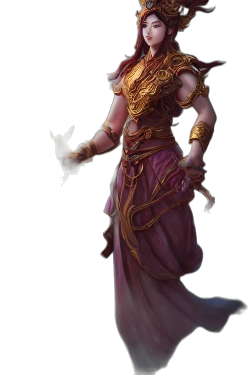 staff, dress, dragon, fantasy art, concept art, 3d render, pixel art, dark transparent PNG cut-out