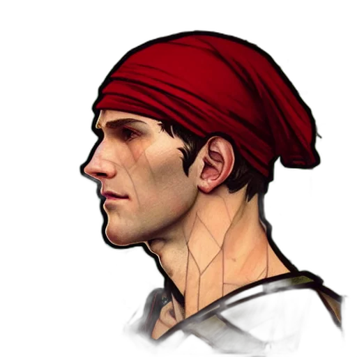 face, hat, concept art, pixel art, photorealistic, cartoon, red, beautiful transparent PNG cut-out