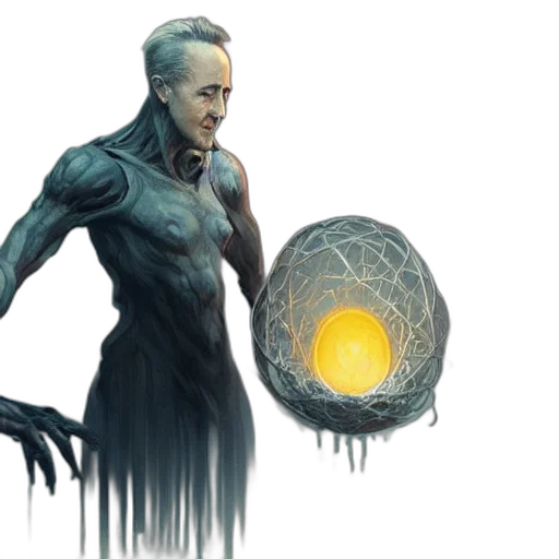 creature, concept art, fantasy art, comic book art, pixel art, outer space, dark, blue transparent PNG cut-out