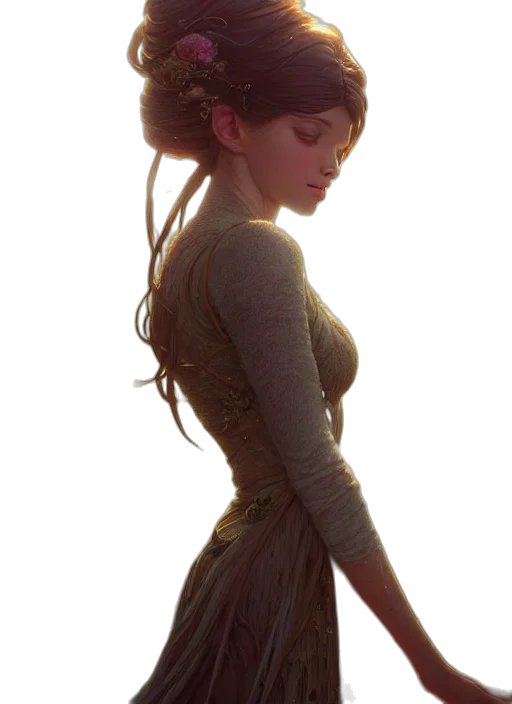 dress, crown, hair, face, concept art, fantasy art, photorealistic, 3d render transparent PNG cut-out