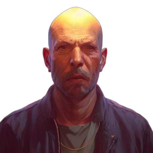 face, jacket, staff, mask, photorealistic, concept art, cyberpunk, oil painting transparent PNG cut-out