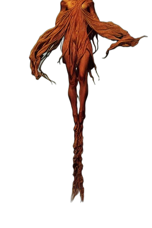 hair, staff, creature, dress transparent PNG cut-out