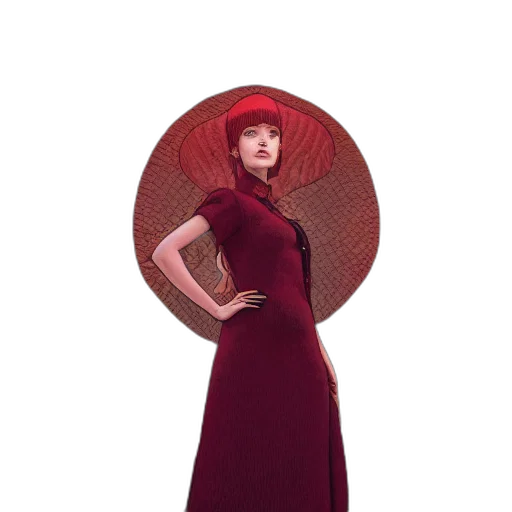 dress, hat, umbrella, staff transparent PNG cut-out