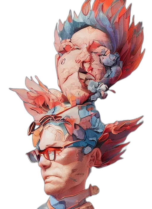 mask, face, crown, concept art, fantasy art, watercolor, 3d render, red transparent PNG cut-out