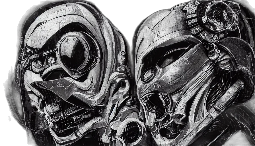 mask, face, concept art, pencil sketch, comic book art, photorealistic, outer space, grunge transparent PNG cut-out