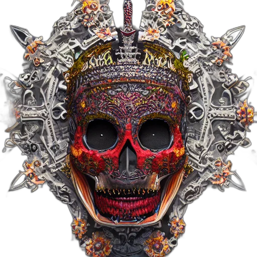 mask, face, crown, hat, concept art, fantasy art, 3d render, photorealistic transparent PNG cut-out
