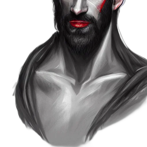 face, fantasy art, photorealistic, concept art, comic book art, red, dark, monochrome transparent PNG cut-out