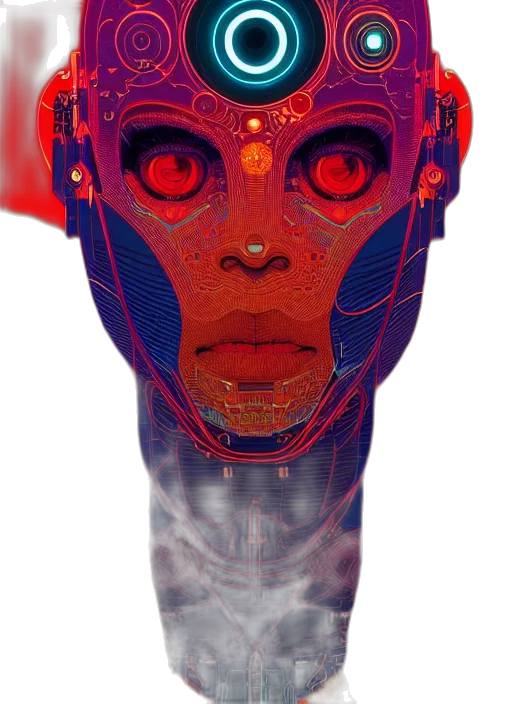 robot, mask, face, cyberpunk transparent PNG cut-out