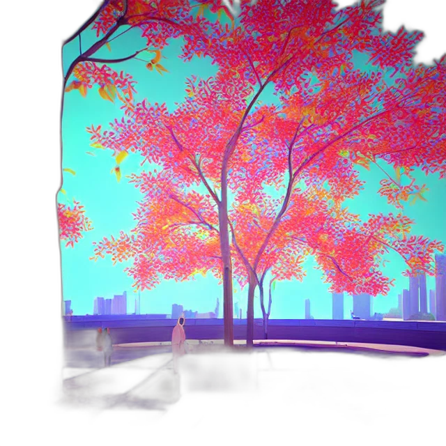 tree, building, 3d render, concept art transparent PNG cut-out