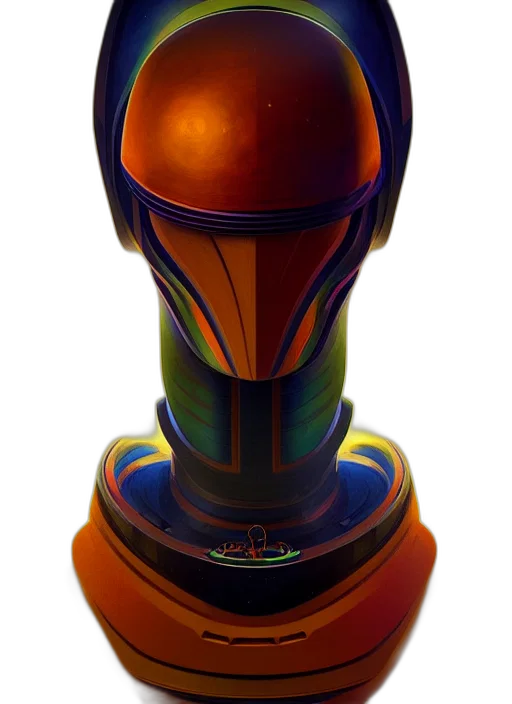 robot, bottle, mask, crown, 3d render, concept art, photorealistic, outer space transparent PNG cut-out